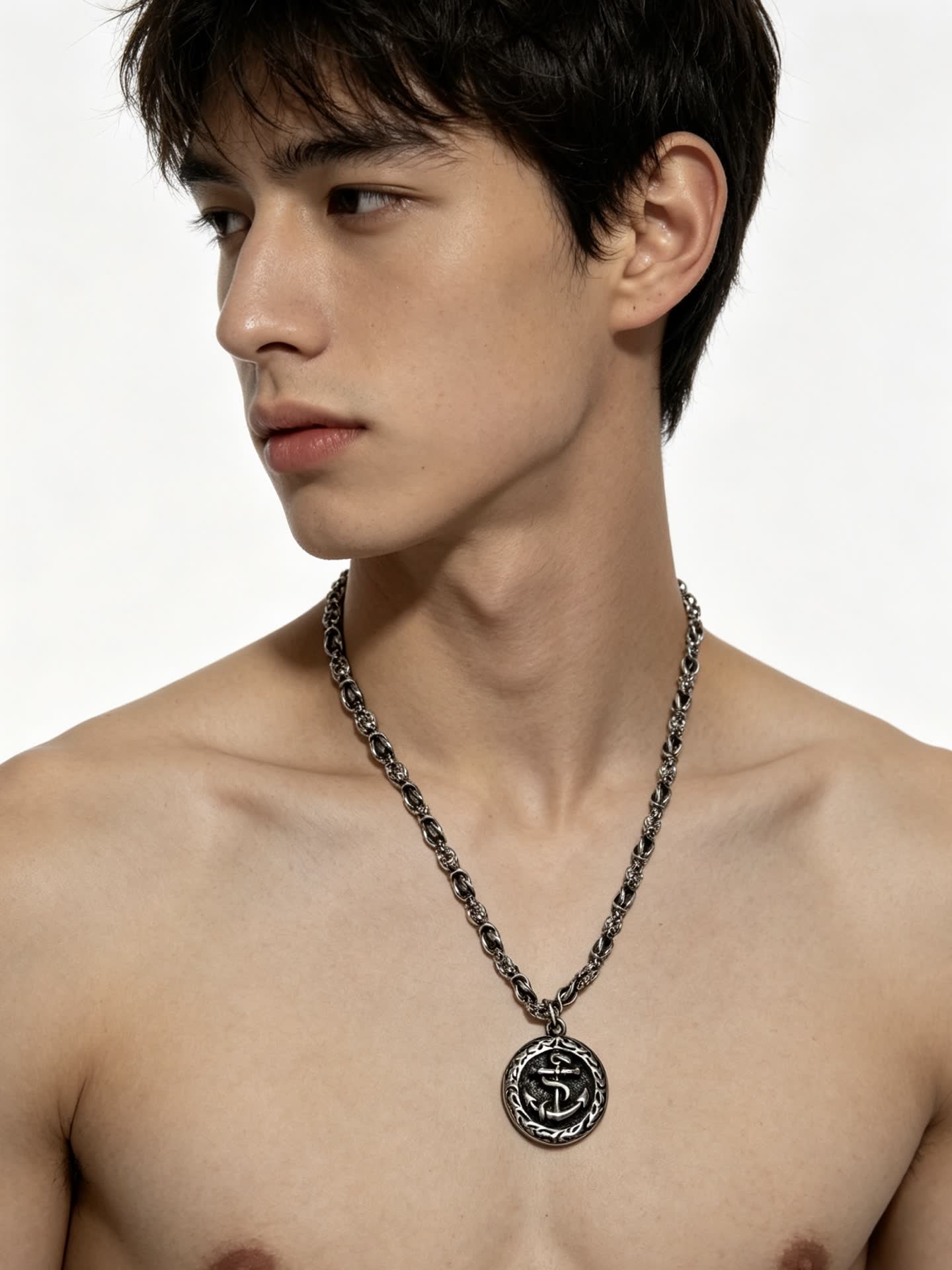 Chrome Hearts Silver Anchor Pendant Necklace